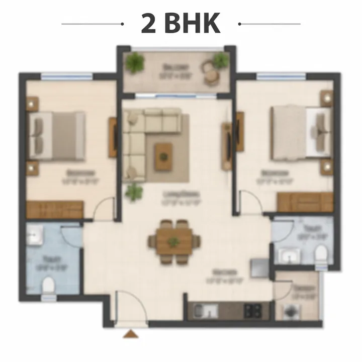Prestige Forest Edge 2 BHK floor plan layout